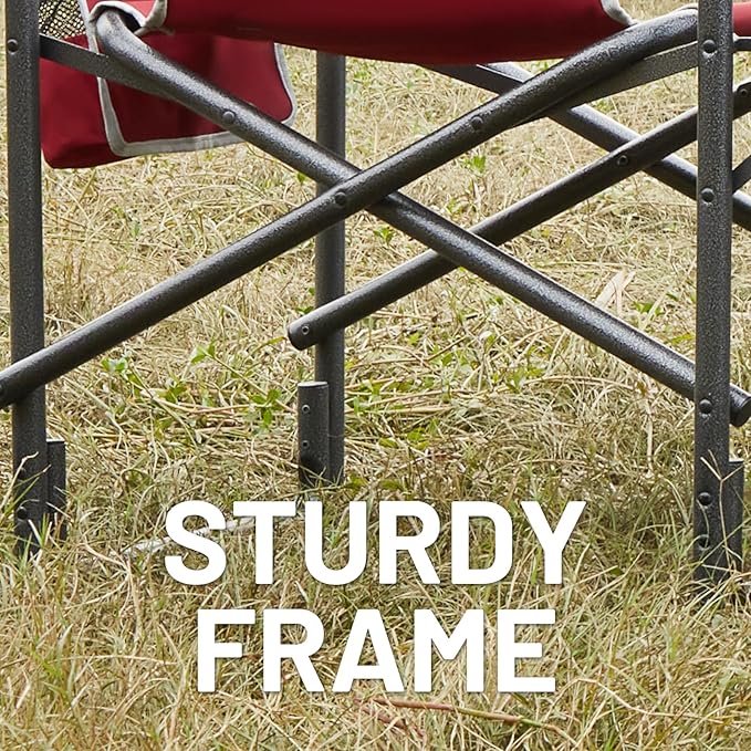 Timber Ridge Aluminum Oversized Camping Chair Lightweight Portable Directors Chair with Side Table Detachable Side Pocket for Outdoor Camping Lawn Picnic Support 400lbs Red