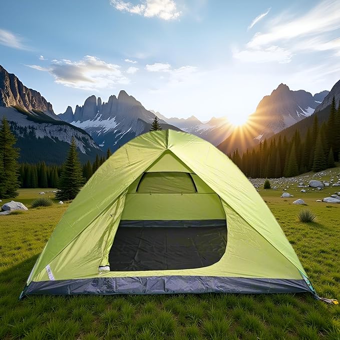 Dome Camping Tents for 6 Person Camping Tents Family Camping Tent Outdoor Easy Setup Waterproof Windproof 210D Oxford Fabric Ground Cloth (Green -6 People)