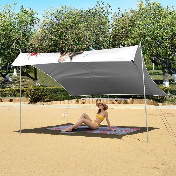 Camping Sun Shelters Cat Pink Rose Beach Canopy 126 * 110.2in
