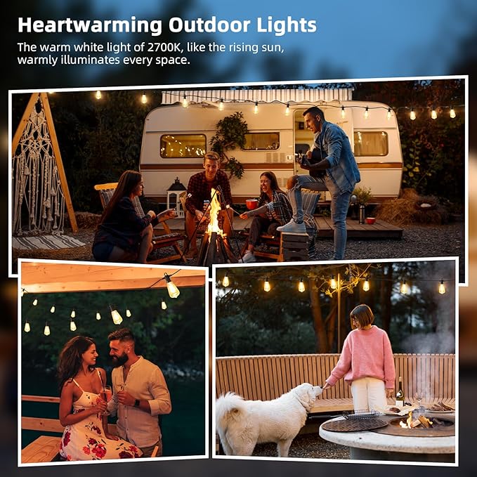 FOOMAN LED Outdoor String Lights 300FT Outside Waterproof Patio Lights with 146+3 Shatterproof ST38 Edison Bulbs 2700K Warm White Hanging Light Dimmable Light for Backyard Porch Gazebo(150FT x 2)