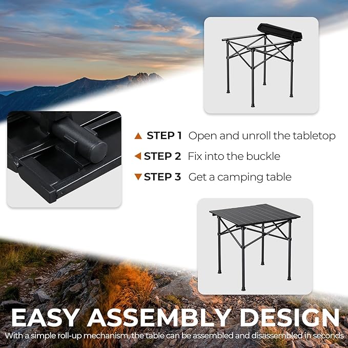Outvita Beach Picnic Table Lightweight Roll Up Low Camping Table Portable Folding Table with Carrying Bag for Outdoor BBQ Sand Picnic Party Patio 20 Inches