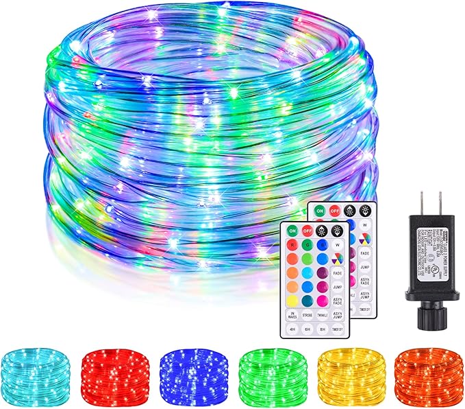 49Ft LED Rope Lights for Outside 18 Colors Changing Outdoor Fairy String Lights with Remotes Waterproof 150 LEDs Colored Rope Lighting Plug in for Bedroom Patio Party Halloween Christmas