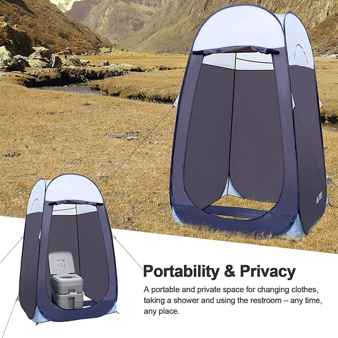 Leader Accessories Pop Up Shower Tent Dressing Changing Room Privacy Portable Camping Shelters 4' x 4' x 78 H Extra-Large Space
