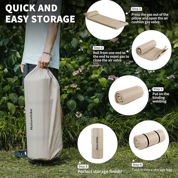 Naturehike 4/10cm Ultra Thick Foam Self Inflating Sleeping Pad R9.5 Patchwork Sleeping Mats with 75D Fabric 4 Seasons Air Mattress for Camping Travel Car Tent Cot Hiking