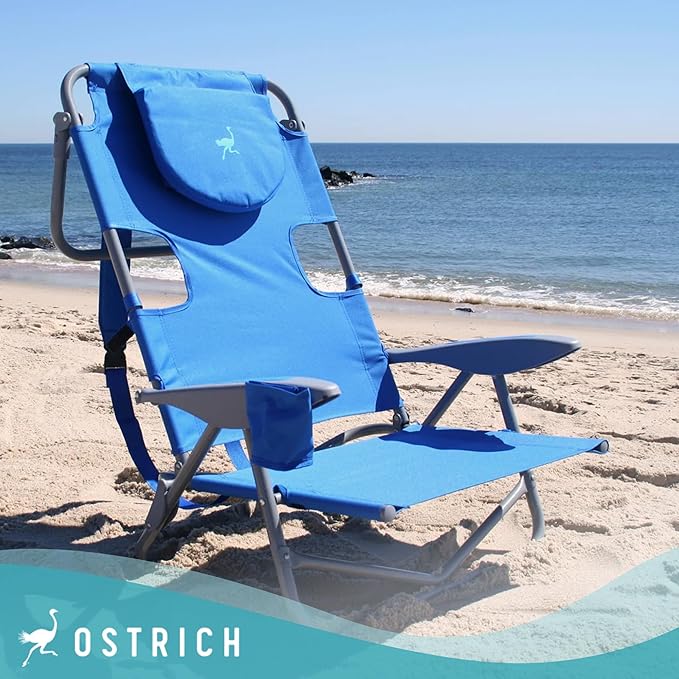 Ostrich On-Your-Back Outdoor Lounge 5 Position Reclining Beach Chair (2 Pack)