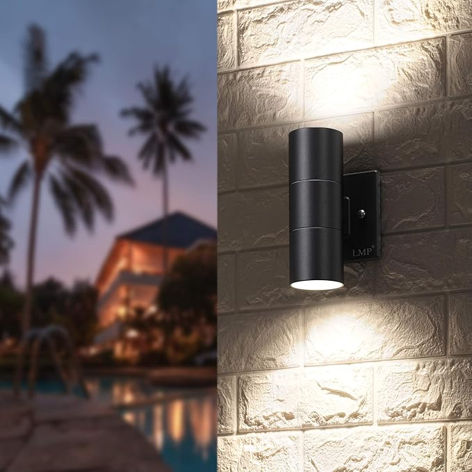 LMP Modern Outdoor Wall Light Porch Light Patio Light with Black Aluminum Finish for DecorationGarage 4Packs Black