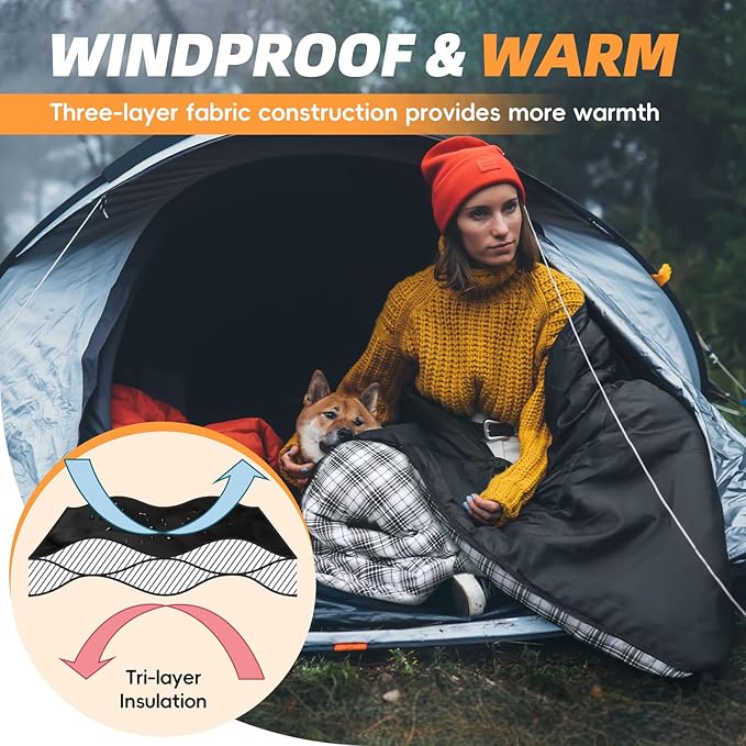 MEREZA Flannel Sleeping Bag for Adults XL Large Wide Sleeping Bags for Camping Mens Warm Cotton Sleeping Bag 4 Season Warm &amp Cool Weather