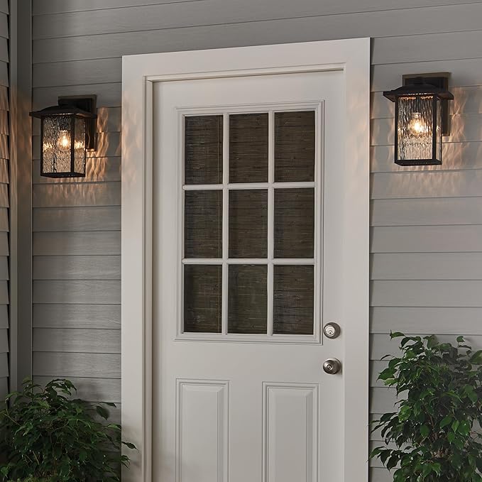 Kichler Capanna 13.25 Outdoor Wall Light in Black 1-Light Exterior Wall Sconce Porch Light with Clear Water Glass (13.25 H x 8.5 W) 49925BKT