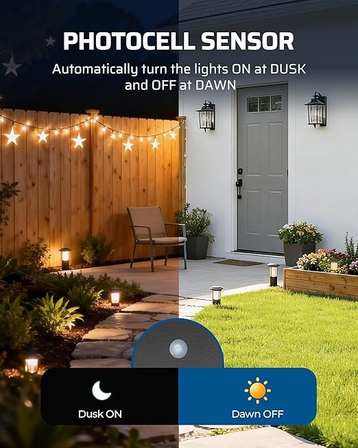 DEWENWILS 120W Low Voltage Landscape Transformer Outdoor Transformer with Timer and Photocell Sensor 120V AC to 12V AC Weatherproof for LED Lighting Spotlight Pathway Light ETL Listed