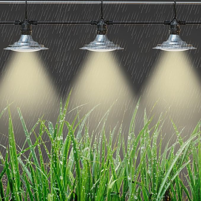 Espird Outdoor LED Grow Lights for Greenhouse 6-Light Waterproof String Grow Light Full Spectrum LED Plant Grow Light Lamp Waterproof Greenhouse Grow Lights for Seedling Veg Flower
