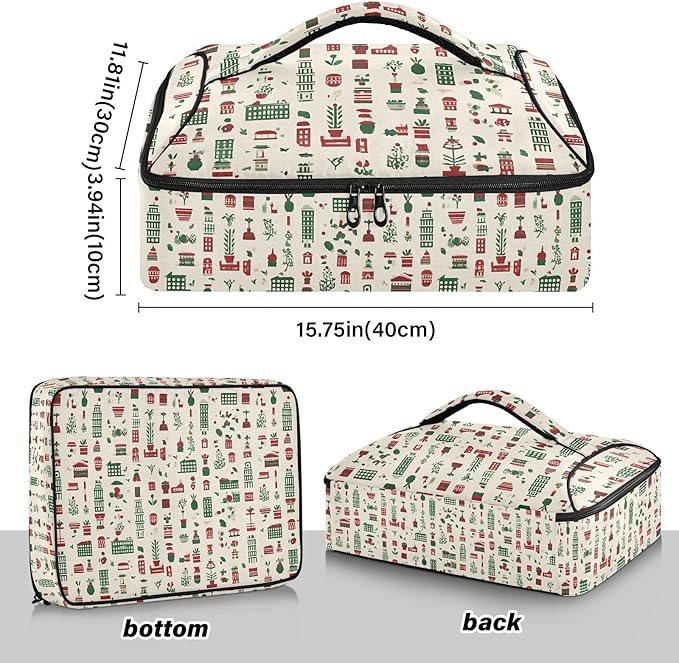 Casserole Carrier Pattern Italian Mountain Style ArtInsulated Casserole Carrier for Hot or Cold Food Thermal Lunch Tote for Potluck Parties Picnic Beach Fits 9 x 13 Inches Baking Dish