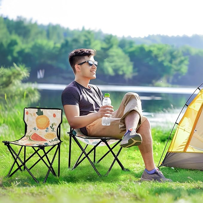 Lovely Fruits Portable Camping Chairs Folding Chair - Durable Oxford Fabric Lightweight Iron Frame Easy Fold Design - Ideal for Outdoor Activities Camping Fishing and Travel