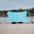 Neso Gigante Portable Beach Tent Sun Shelter - Lightweight Beach Shade Canopy - Easy Setup for Family Outings - Patented Reinforced Corners - UPF 50+ - 8ft Tall 11 x 11ft - Aqua Fronds