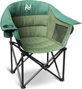 NAIZEA Padded Camping Chair Outdoor Folding Chair Portable Heavy Duty Arm Chairs with Side Pockets Cup Holder for Beach Lawn Picnic Fishing Backpacking
