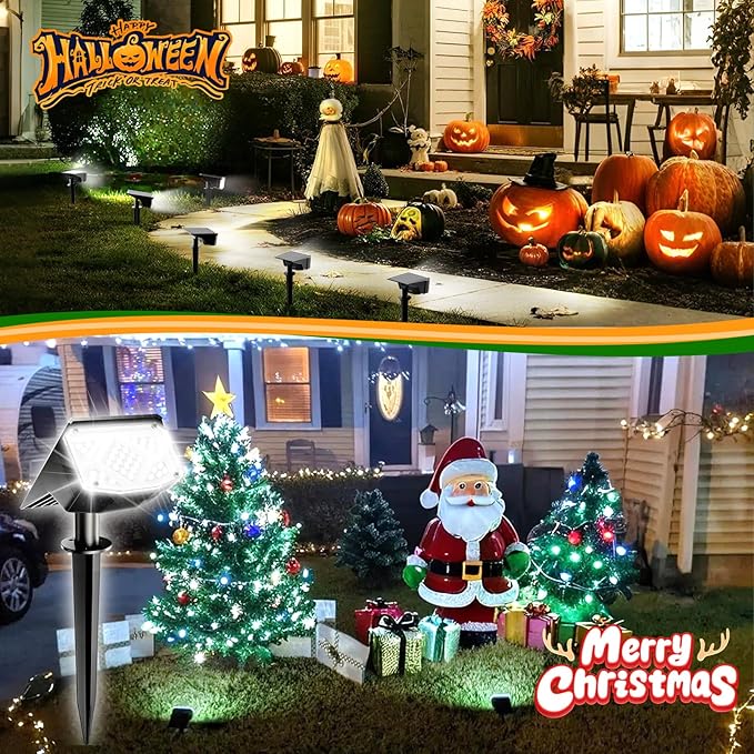 Anordsem Solar Spot Lights Outdoor: 1000mAh+ABS Waterproof Case 4 Pack - 2 White Light Modes for Yard Garden Path Decoration - Bright Security Lighting Gifts for Homeowner