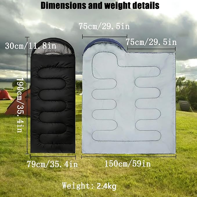 SNZ All-Season Lightweight Sleeping Bag - Mummy Camping Sleeping Bag for Adults &amp Kids Camping Essentials Warm &amp Cold Weather for Hiking Backpacking