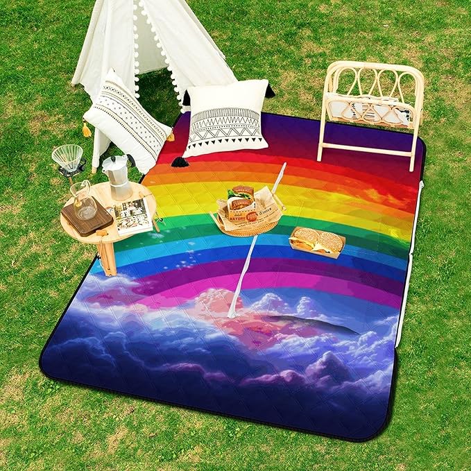 Zipper Rainbow Style Picnic Mat Suitable for Travel Camping Park Or Home Use