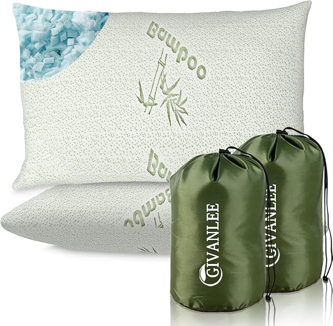 Camping Pillow For SleepingFilled with Shredded Memory FoamCompact &amp PackableStorage BagSoft CoverTravel Pillow for Backpacking Hiking Gear &amp Accessories (Anti pilling white 2 pack 17X1