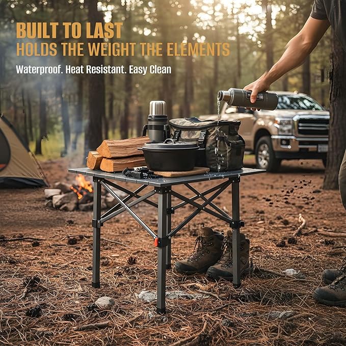 Folding Camping Table Portable Lightweight Beach Tables for Sand Foldable Aluminum Roll-up Folding Square Table for Outdoor Camping Picnic Card Travel