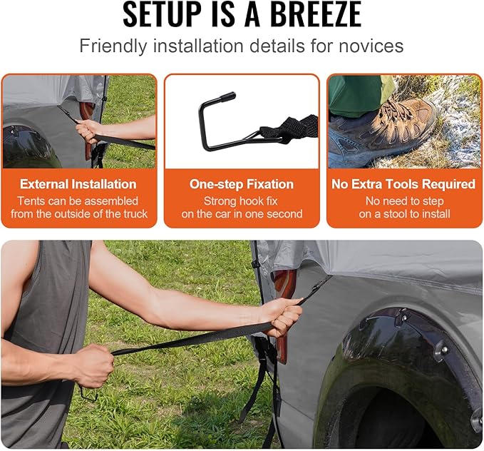VEVOR SUV and Pickup Truck Camping Tents Waterproof Double Layer Design with Carry Bag Accommodates 2-9 Persons for Outdoor Activities