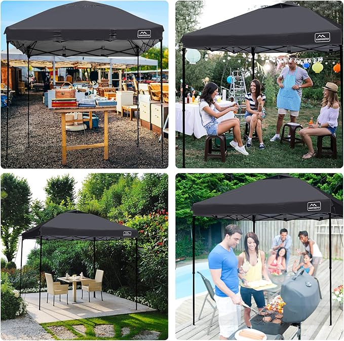 KAMPKEEPER 10x10 Pop Up Commercial Canopy Tent - Waterproof &amp Portable Outdoor Shade with Adjustable Legs Air Vent Carry Bag &amp Sandbags(Black)