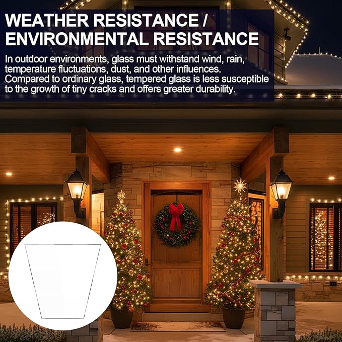 Yookeer 2 Pcs Tempered Glass Pane for Outdoor Gaslights Clear Heat-Resistant Replacement Glass Thick (Standard)