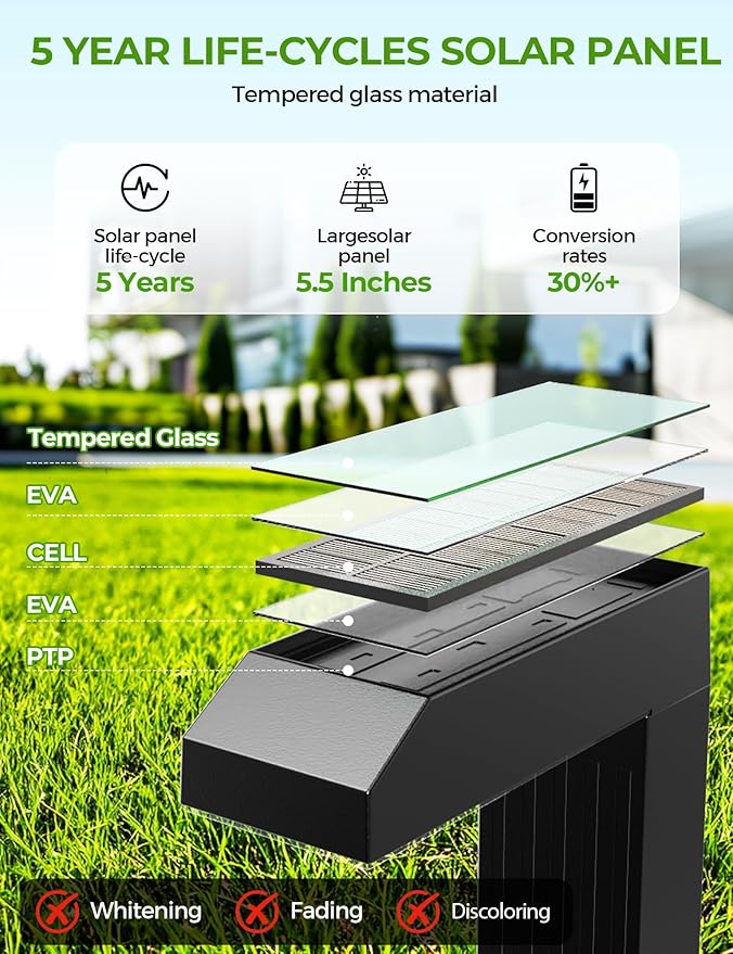 Solar Pathway Lights Outdoor 6 Pack 3 Color in 1 Bright Landscape Lighting with Cool/Warm/Daylight White Modes Auto On/Off IP65 Waterproof for Yard Garden Patio Walkway Sidewalk Lawn Decor