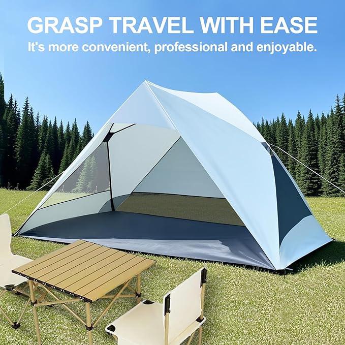 Pop Up Beach Tent for 2/3/4 Person with UPF 50+ UV Protection Lightweight &amp Easy Setup Beach Shade Canopy Wind-Resistant Shelter Portable Cabana for Family Outdoor Picnics Fishing