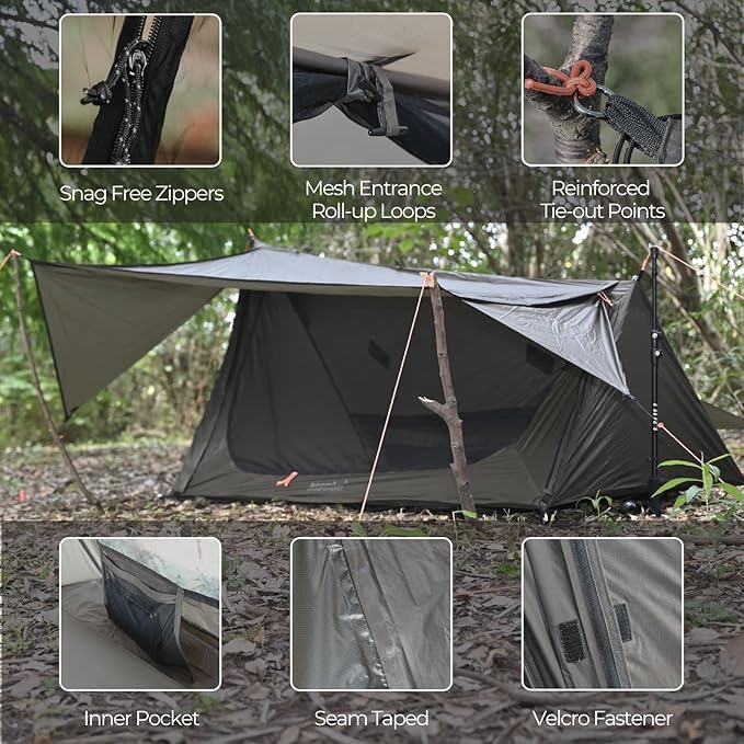onewind Ultralight One Person Bivy Tent Backpacking Tent for Single Person Waterproof Silnylon Lightweight for Camping Backpacking Hiking NO Trekking Pole