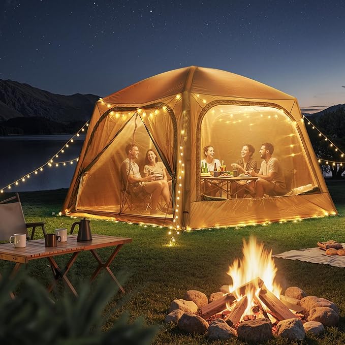 Inflatable Blow Up Tents for CampingWaterproof Oxford Hot Tent with Manual PumpSpacious Easy Setup Inflatable Camping Air Tent for Family Glamping