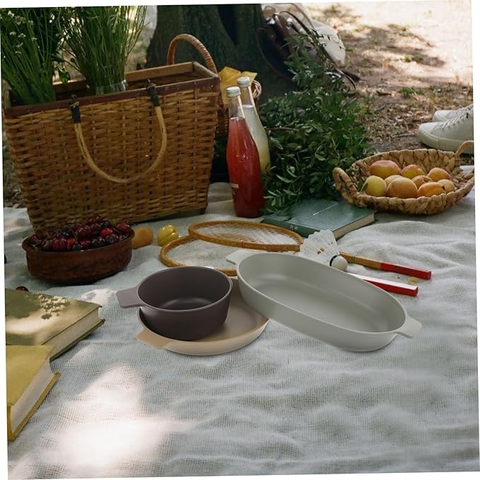 HANABASS 1 Set Portable Outdoor Dinnerware Reusable Plastic Bowl and Plate Kit for Camping Picnics and Travel Lightweight Dining Essentials for Side Dishes and Snacks
