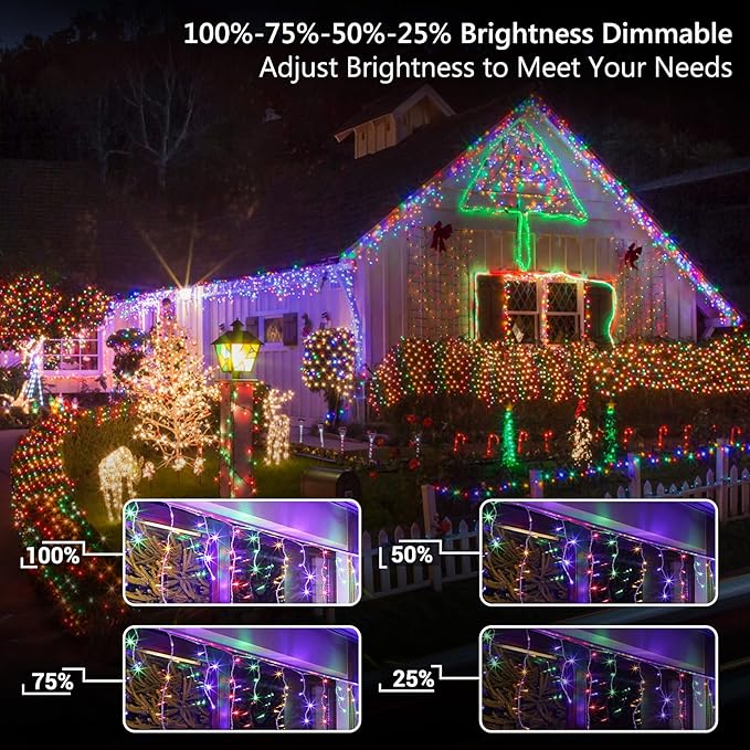 Brizled Christmas Icicle Lights 29ft 360 LED Outdoor Icicle Lights Color Changing with Remote 11 Function Connectable Christmas Lighting Warm White &amp Multicolor Xmas Lighting for Xmas Home Weddi