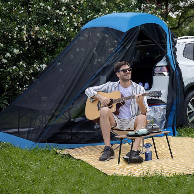 SUV Tent for Camping and Hiking Lightweight with Rainfly and Tent Stakes 6' x 6.5' Universal Tailgate Tent for Cars SUVs Trucks Hatchbacks