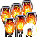 Large Solar Torch Lights Outdoor Flickering Flame Upgraded 3-in-1 Detachable Hanging Lanterns - IP65 Waterproof Auto On/Off Tiki Torches for Garden Pathway Ground Decor (6 Pack)