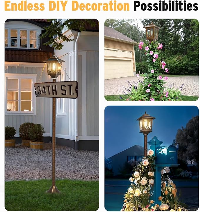 63 Solar Lamp Post Light 2 Pack Solar Light Posts for Outside Waterproof Outdoor Lamps for Patio Backyard Front Porch Decor Warm White Replaceable Bulb