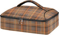 Casserole Carrier Orange and Brown Tartan Pattern Print Insulated Casserole Carrier for Hot or Cold Food Thermal Lunch Tote for Parties Picnic Travel Carry Bag