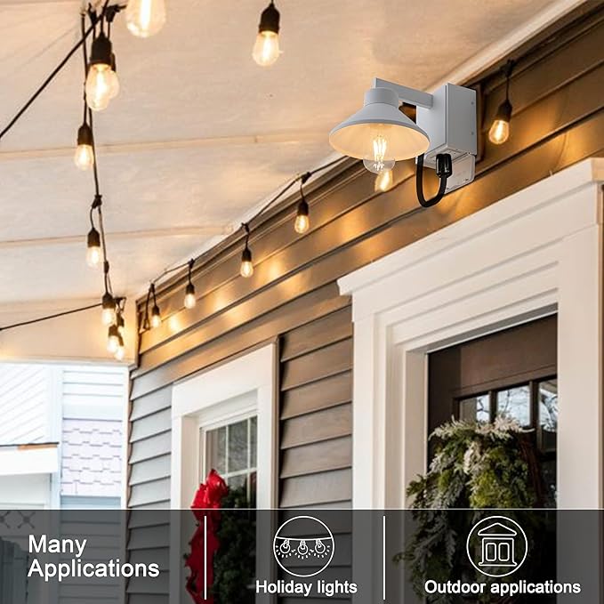 c cattleya Outdoor Wall Sconce with Outlet GFCI Matte White Waterproof Anti-Rust Aluminum Exterior Barn Lighting Wall Mount Front Porch Light with Outlet