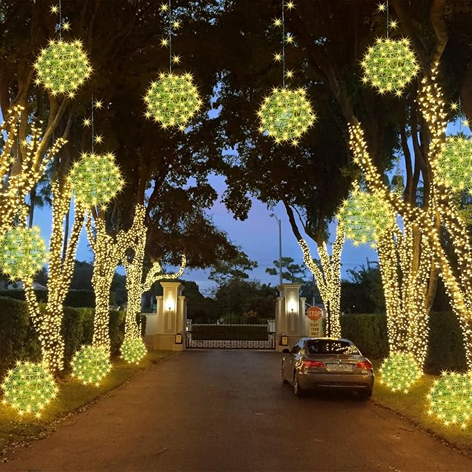 Christmas String Lights Outdoors4 Pack 7.98 Sphere Ball Tree Garden Globe Lights for Home Party Christmas Porch PatioWedding GardenTree Decoration with Memory Function Plug