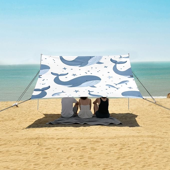 Happy Whale Camping Sun Shelter Beach Tent Portable Beach Sun Shade Outdoor Canopy for Camping Trips Fishing Picnic