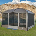 EVER ADVANCED Magnetic Screen House Room 11x9ft Hands-Free EntryScreenhouse with Sun Protection for Camping&ampPicnic 11x9ftCamping Tent Canopy Shelter with Mesh Brown