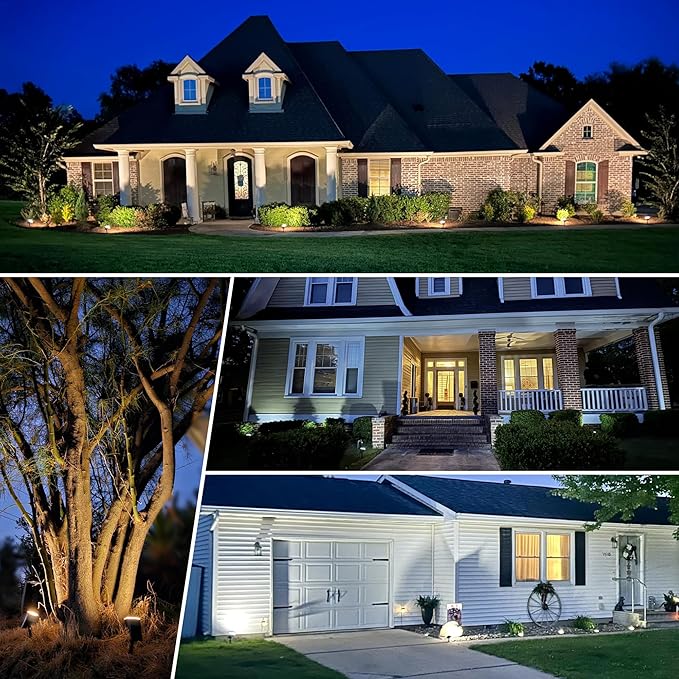 Solar spotlights Outdoor 63 LED 3 Lighting Modes IP65 Waterproof Lighten Yard Garden House Garage Pathway for Christmas Decorations-6 Pack