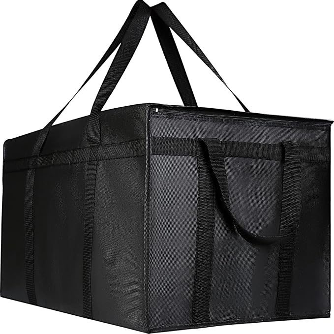 musbus 10 PACK Extra large XXXL Insulated Food Delivery Bag Cooler Bags Keep Food Warm Therma Catering Bag for doordash 22x14x13 Cooler Bags Therma Shopper hot XXXL warming Pizza Black