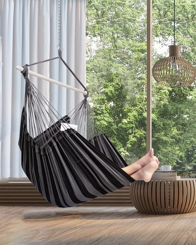 ADVOKAIR Hammock Chair Large 70.9x47.2 32% Bigger XXL Hanging Swing Chair with 500lbs Capacity Heavy Duty Steel Spreader Bar Extra Roomy Comfort for Adult Indoor Outdoor Bedroom Patio