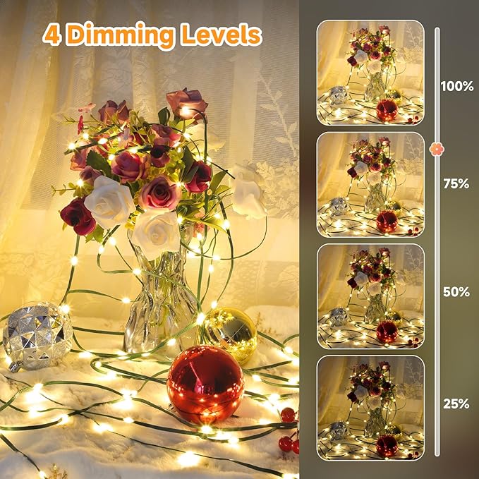 Mlambert 1200 LED Christmas Lights 394FT Outdoor Waterproof Dimmable Fairy Lights with Remote 8 Modes Indoor Lighting for Holiday Décor Warm White