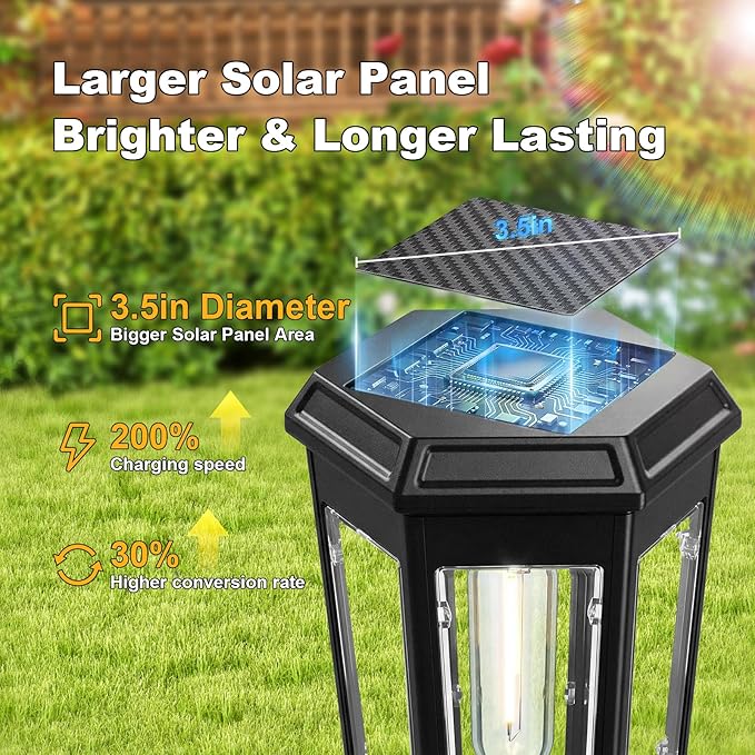 echosari 8 Pack Solar Pathway Lights Outdoor Waterproof Solar Lights Outdoor Auto On/Off Long-Lasting Solar Powered Garden Lights Driveway Lights for Yard Path Landscape Walkway Lawn（Warm White）