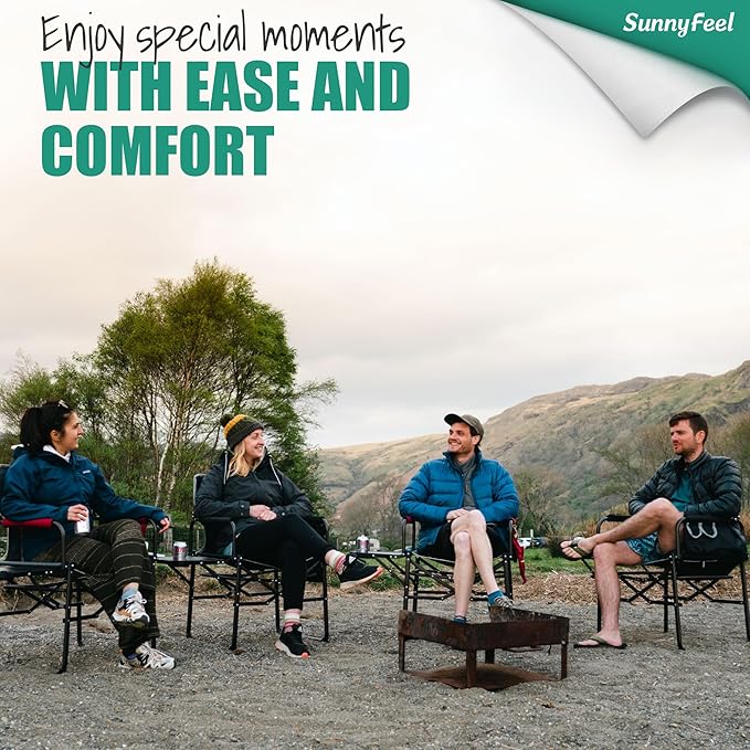 SUNNYFEEL Camping Directors Chair Heavy DutyOversized Portable Folding Chair with Side Table Pocket for Beach FishingTripPicnicLawnConcert Outdoor Foldable Camp Chairs