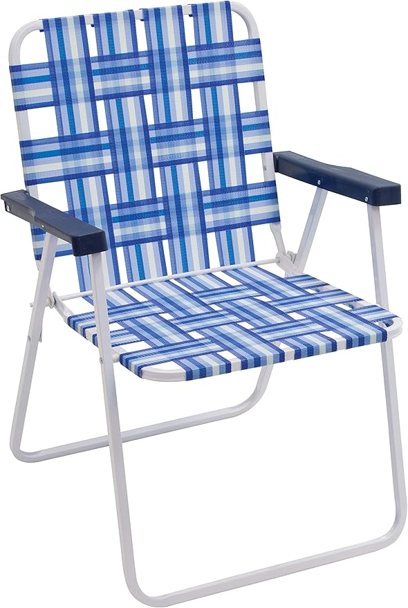 CAMP &amp GO 16 Extended Height Folding Web Lawn Chair Blue/White