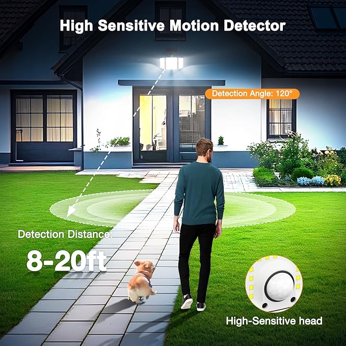 Onforu Solar Lights Outdoor 3500LM 278 LEDs Split Motion Sensor Flood Lights with 16.4 ft Cable 3 Modes IP65 Waterproof Security Lights with Remote Control for Yard Pathway Pool Garage 4 Pack