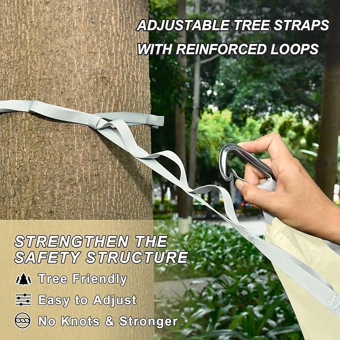 Cream Hammocks with Straps Camping Hammocks for Outdoor 114 x 54