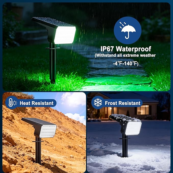 LANSOW Solar Spot Lights Outdoor Color Changing 2 Pack/7 Modes Waterproof Solar Christmas Landscape Spotlights LED Solar Powered Flood Lights for Yard Garden Pathway Outside Halloween Auto ON/Off